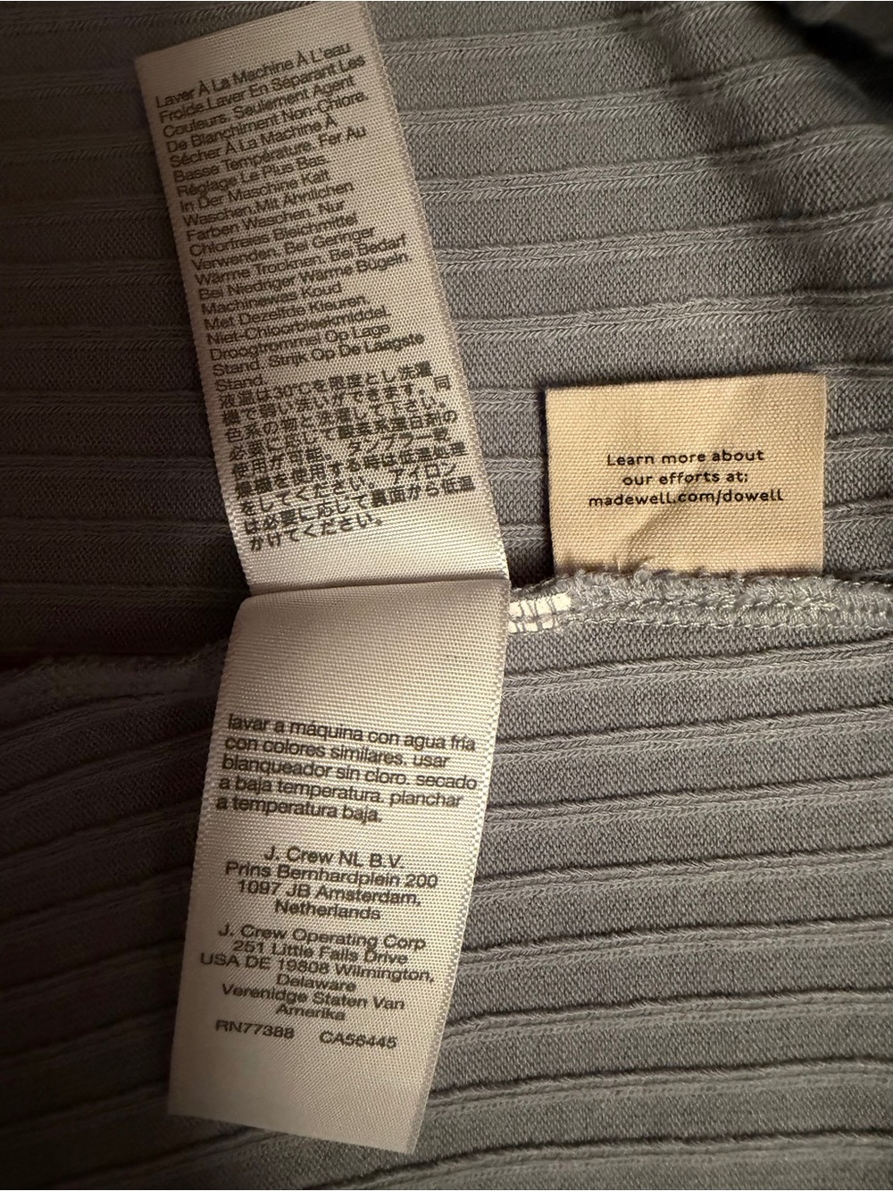 Madewell SZ XXS Pale Blue Ribbed Faux Wrap Crop Top - Picture 11 of 13